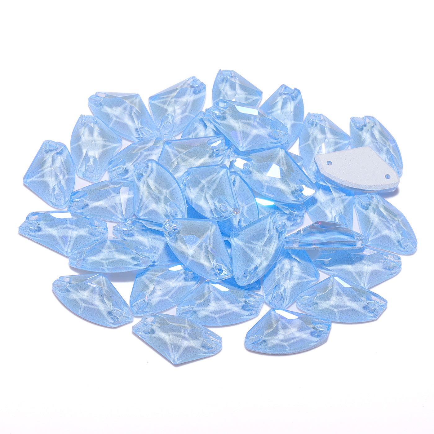 Electric Neon Light Blue Galactic Shape High Quality Glass Sew-on Rhinestones