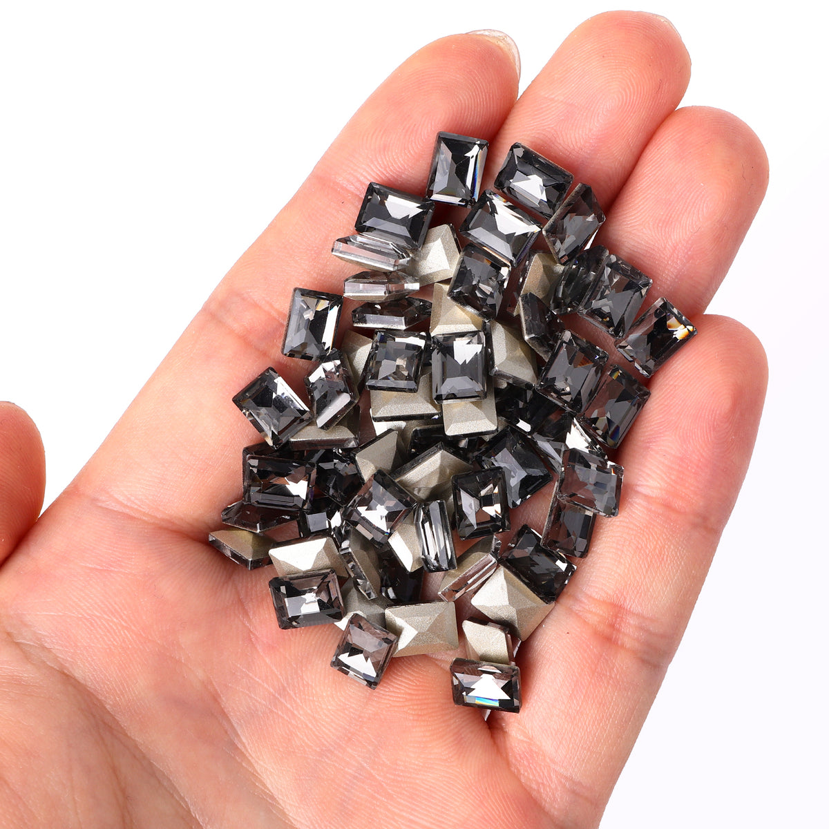 Black Diamond Rectangle Shape Glass Pointed Back Fancy Rhinestones WholesaleRhinestone