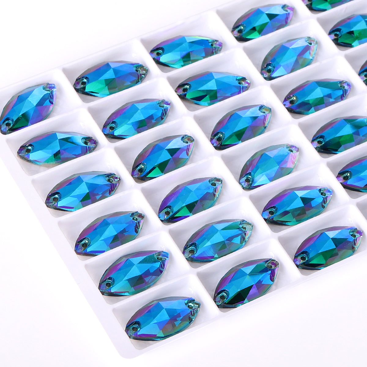 Indicolite Shimmer Navette Shape High Quality Glass Sew-on Rhinestones WholesaleRhinestone