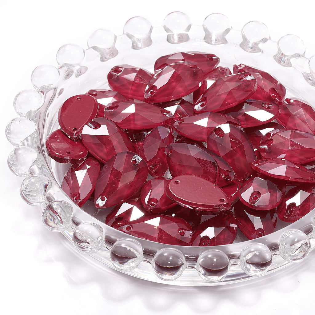 Mocha Light Siam Drop Shape High Quality Glass Sew-on Rhinestones WholesaleRhinestone
