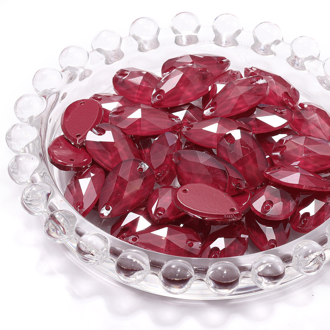 Mocha Light Siam Drop Shape High Quality Glass Sew-on Rhinestones WholesaleRhinestone