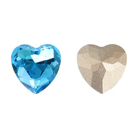 Aquamarine Heart Shape High Quality Glass Pointed Back Fancy Rhinestones