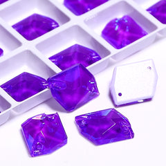 Electric Neon Violet Cosmic Shape High Quality Glass Sew-on Rhinestones