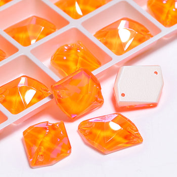 Electric Neon Orange Yellow Cosmic Shape High Quality Glass Sew-on Rhinestones WholesaleRhinestone