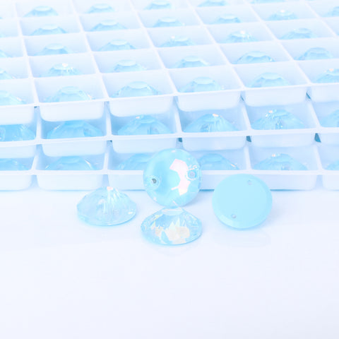 Aquamarine AM XIRIUS Round Shape High Quality Glass Sew-on Rhinestones