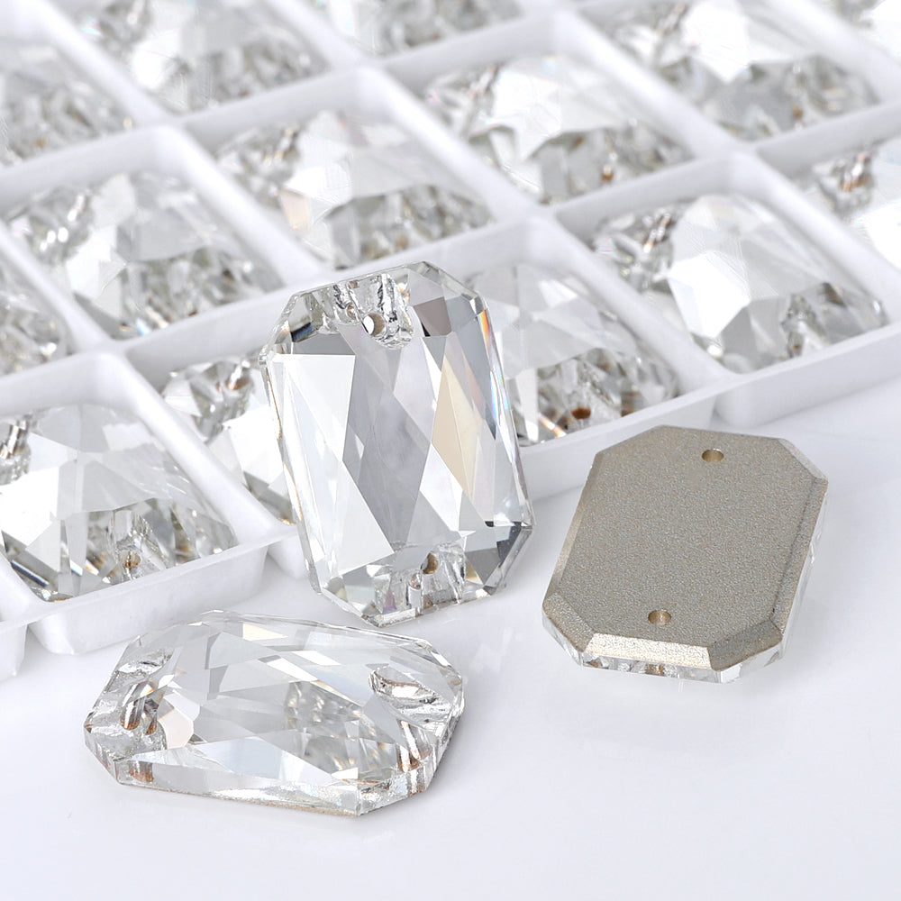 Silver Shade Octagon Shape High Quality Glass Sew-on Rhinestones WholesaleRhinestone