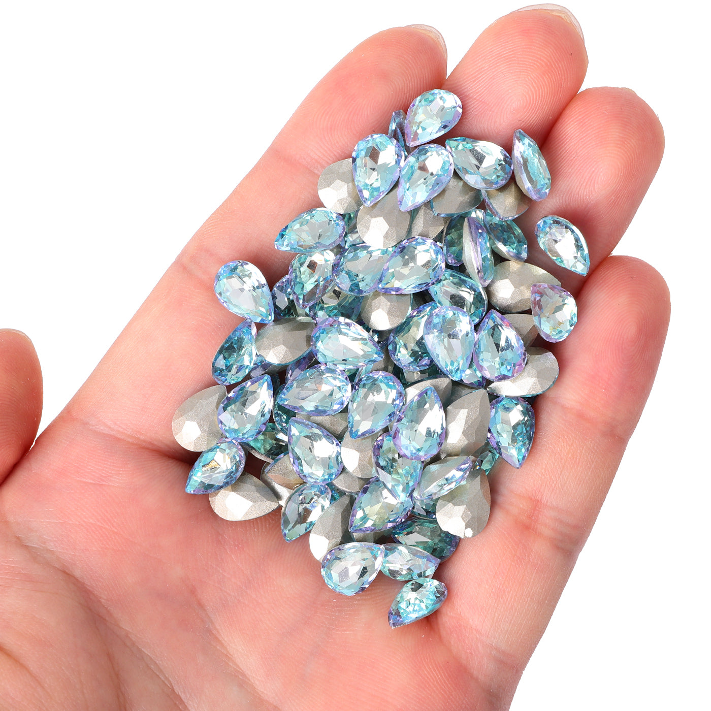 Blå fe pæreform glass spiss tilbake fancy rhinestones Secondary image