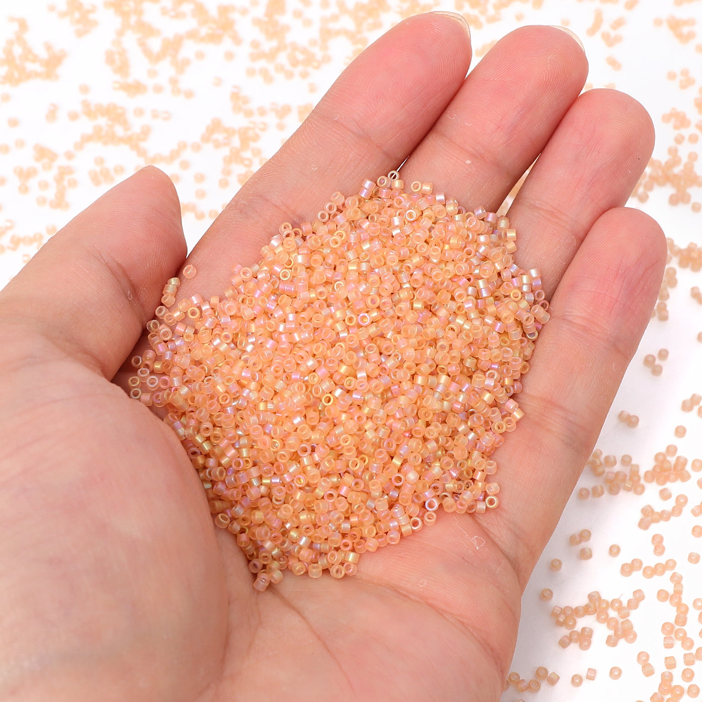 Transparent Rainbow Apricot Color Hight Quality Glass Cylinder Seed Beads 1.6 MM Size BS1027