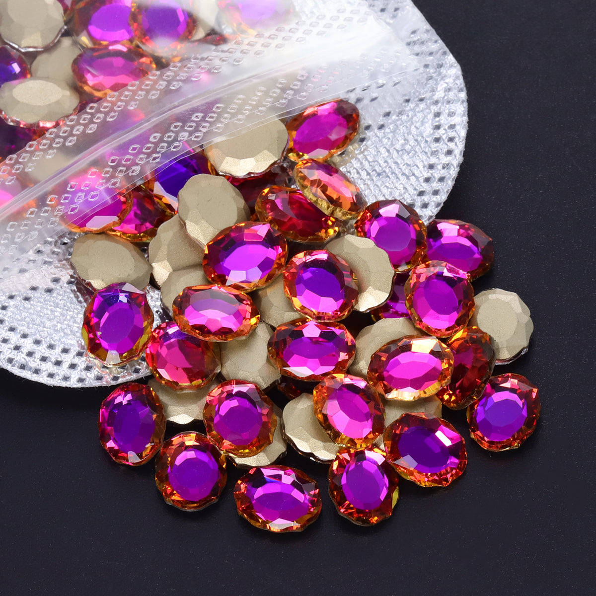 Purple Volcano Magic Mirror Shape Pointed Back Fancy Rhinestones For Nail Art