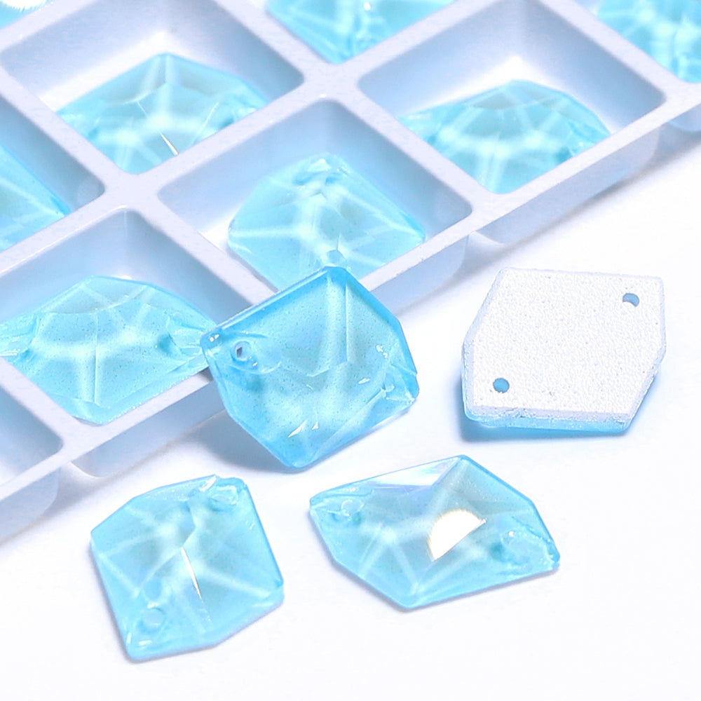 Electric Neon Aquamarine Cosmic Shape High Quality Glass Sew-on Rhinestones Secondary image