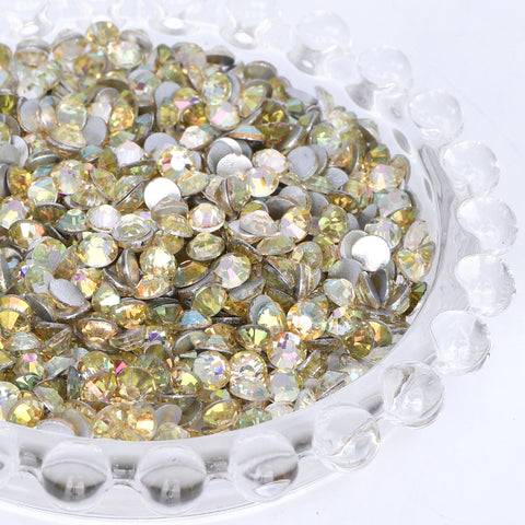 Light Sunshine Glass Flat Back Rhinestones Silver Back