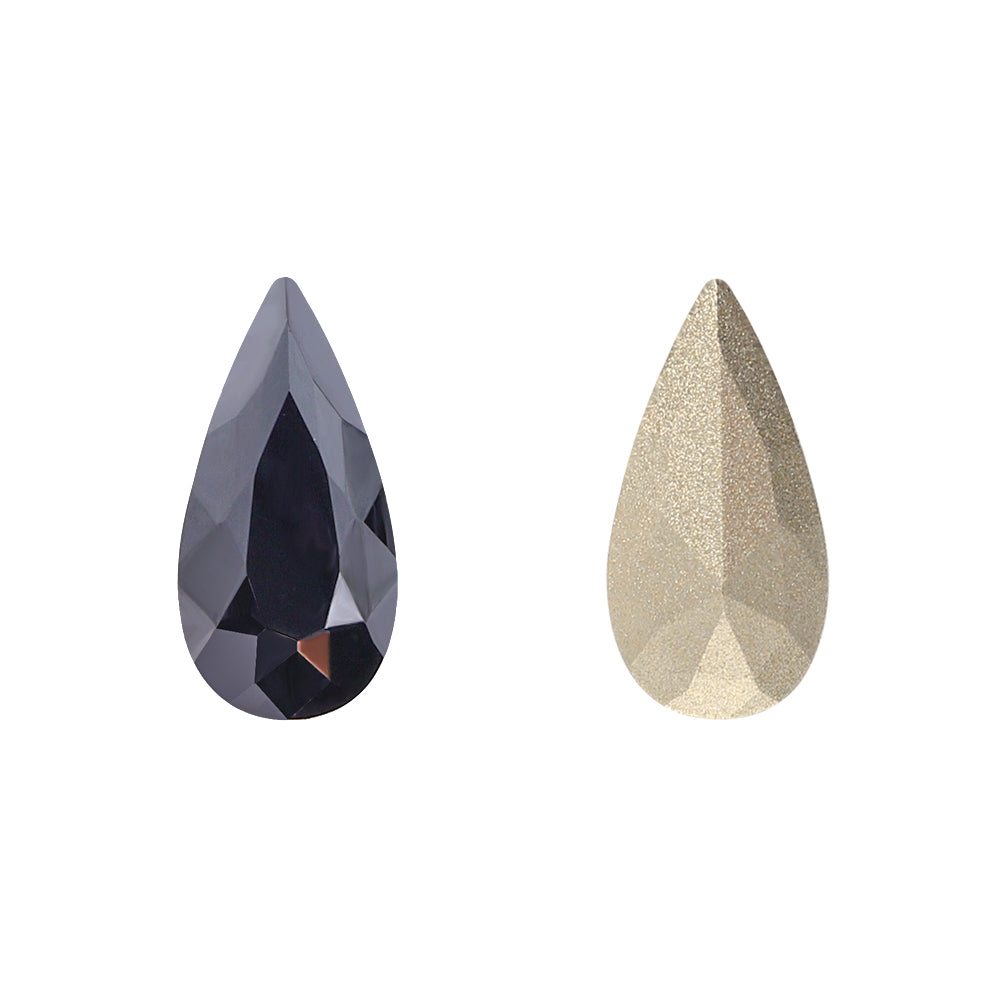 Jet Metallic Silver Teardrop Shape High Quality Glass Pointed Back Fancy Rhinestones Main image