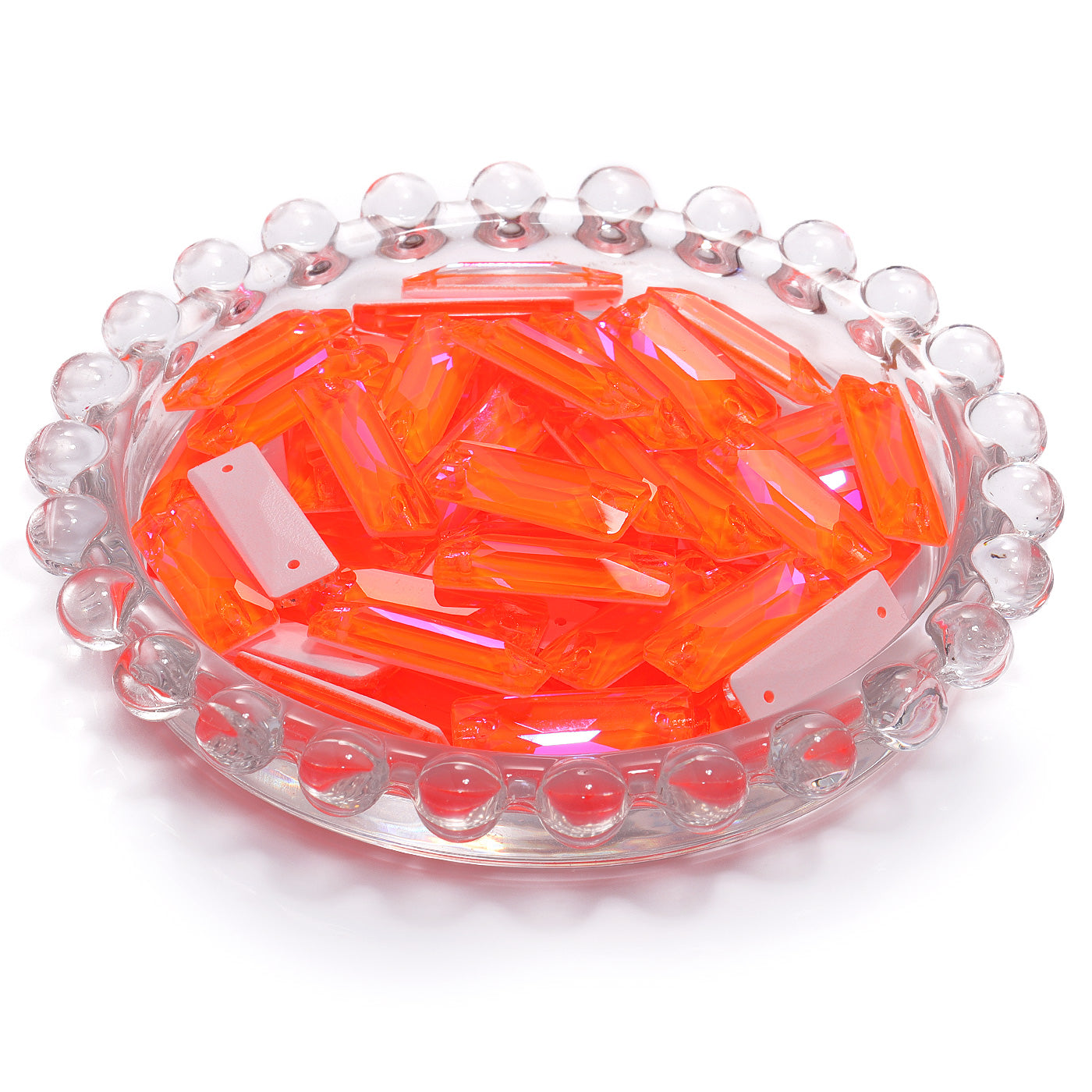 Electric Neon Orange Yellow Cosmic Baguette Shape High Quality Glass Sew-on Rhinestones WholesaleRhinestone
