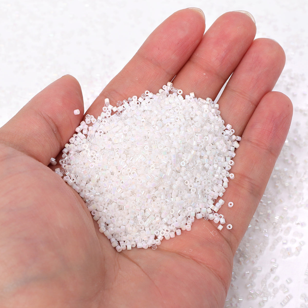 Opaque White Rainbow Color Hight Quality Glass Cylinder Seed Beads 1.6 MM Size BS1006 WholesaleRhinestone
