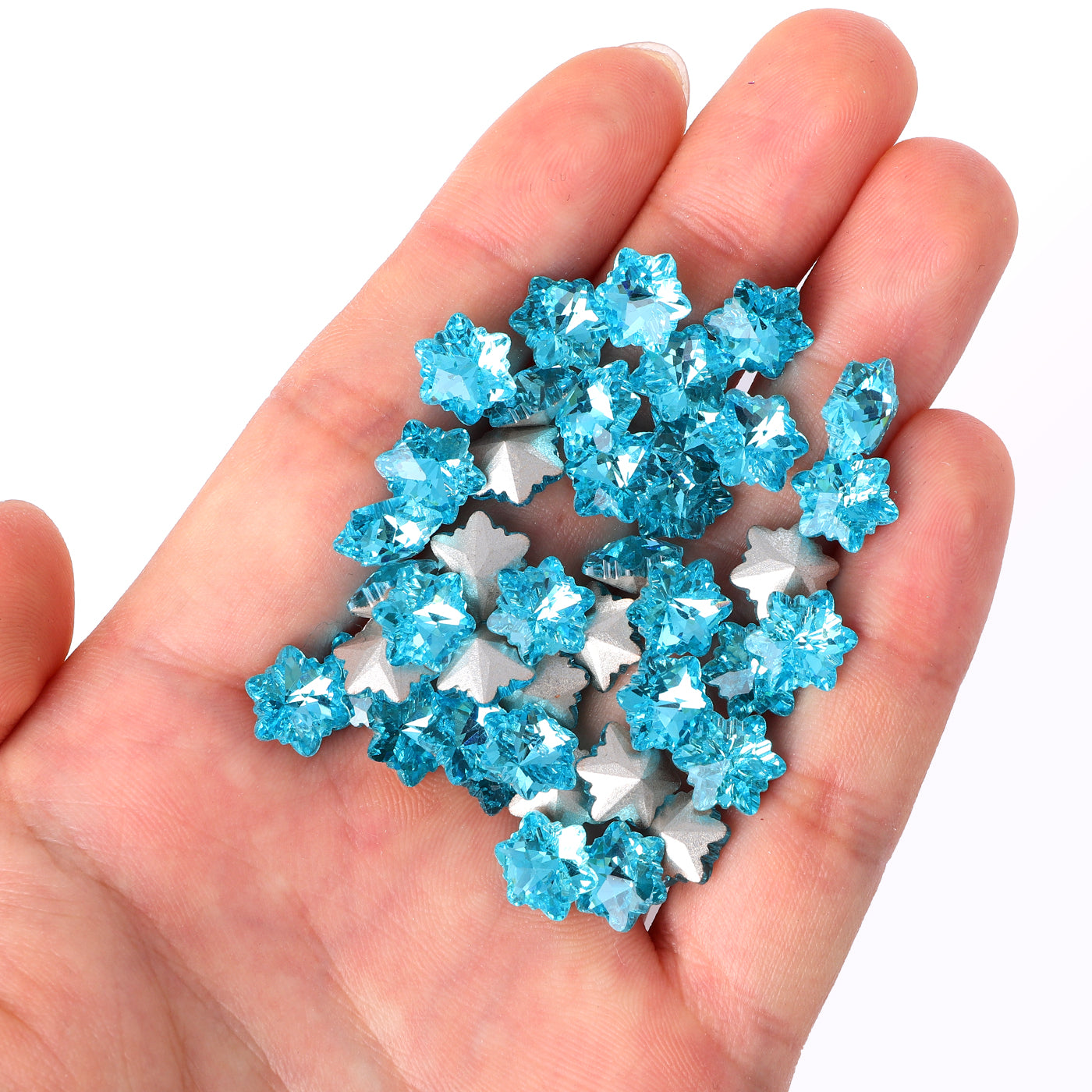Lys akvamarin snøfnuggform glass spiss tilbake fancy rhinestones Secondary image