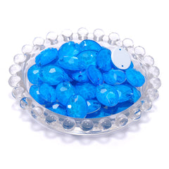Electric Neon Blue Oval Shape High Quality Glass Sew-on Rhinestones
