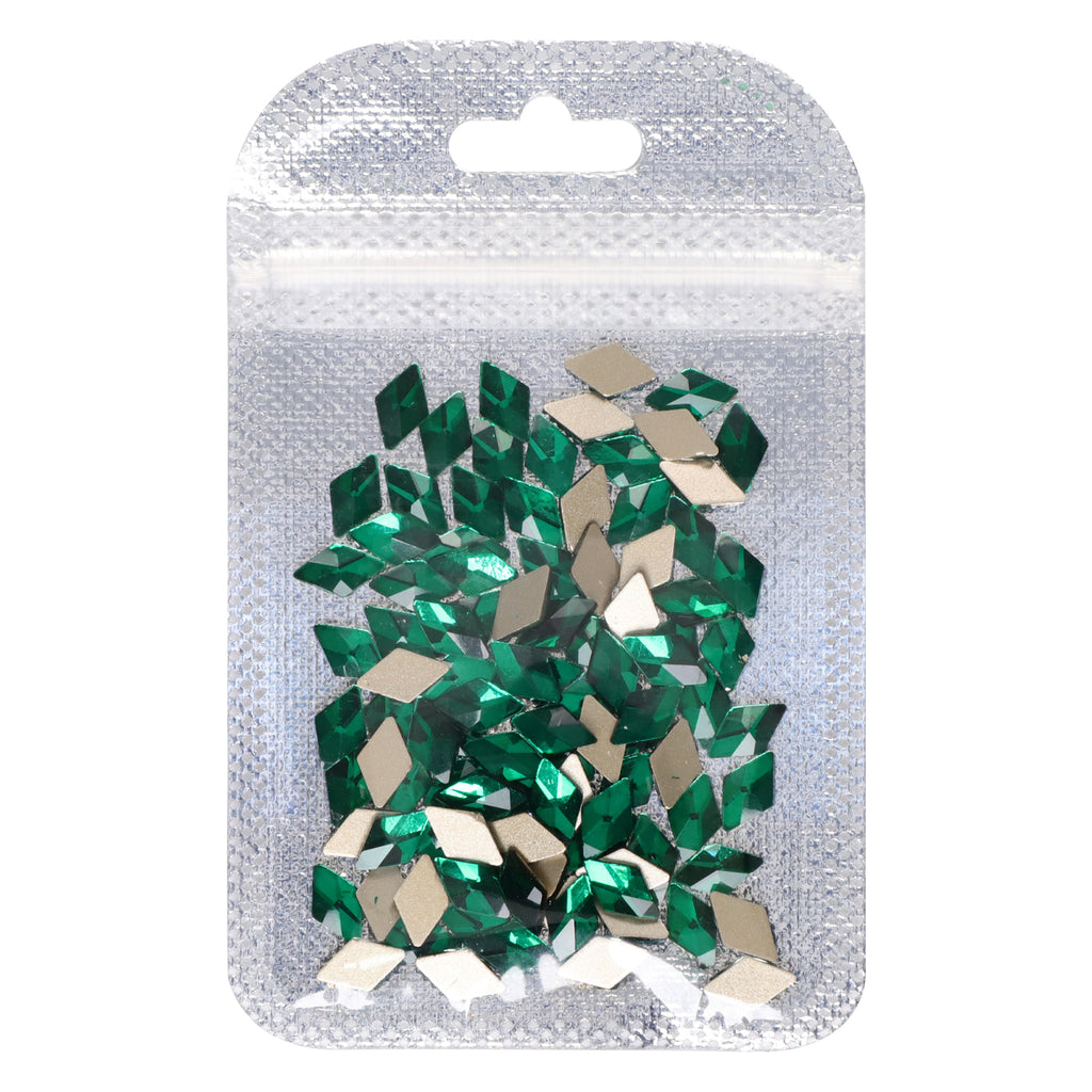 Rhombus Shape Dark Green Flat Back Fancy Rhinestones WholesaleRhinestone