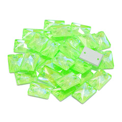 Electric Neon Peridot Rectangle Shape High Quality Glass Sew-on Rhinestones