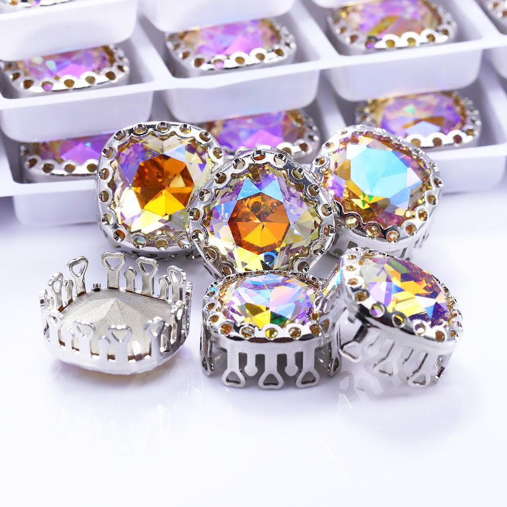 Paradise Shine Cushion Square Shape High-Quality Glass Sew-on Nest Hollow Claw Rhinestones WholesaleRhinestone