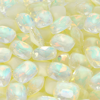 Light Yellow AM Pillow Shape Glass Pointed Back Fancy Rhinestones WholesaleRhinestone