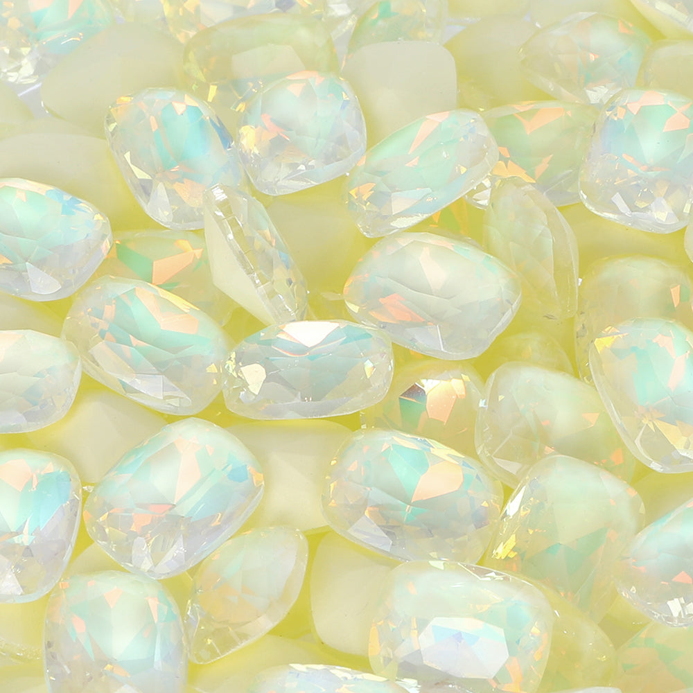 Light Yellow AM Pillow Shape Glass Pointed Back Fancy Rhinestones WholesaleRhinestone