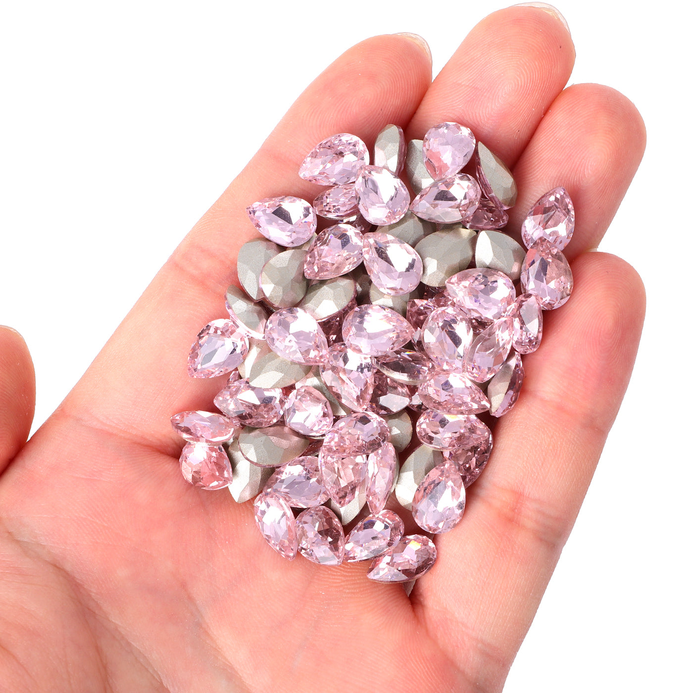 Pink Pear Shape Glass Pointed Back Fancy Rhinestones