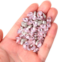 Pink Pear Shape Glass Pointed Back Fancy Rhinestones
