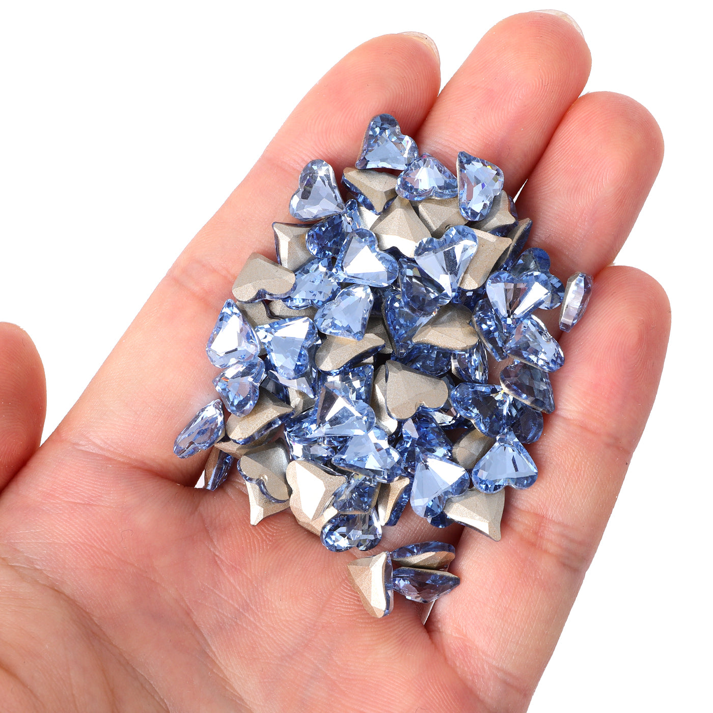 Sweet Heart Shape Lt Light Blue Glass Pointed Back Fancy Rhinestones Secondary image