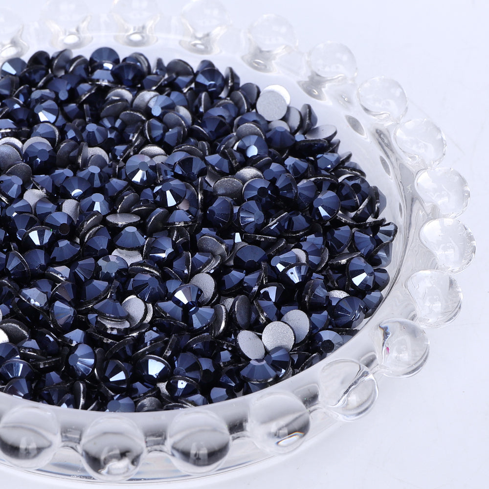 Jet Hematite Glass FlatBack Rhinestones Silver Back WholesaleRhinestone