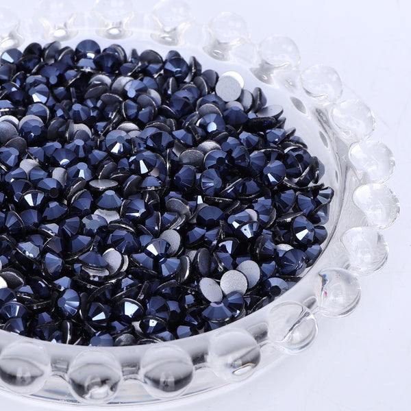 Jet Hematite Glass FlatBack Rhinestones Silver Back WholesaleRhinestone