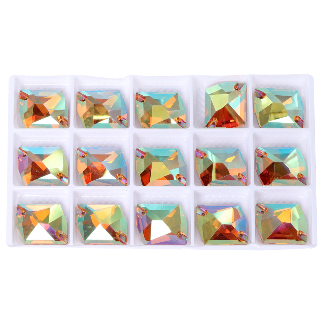 Iridescent Green Cosmic Shape High Quality Glass Sew-on Rhinestones WholesaleRhinestone