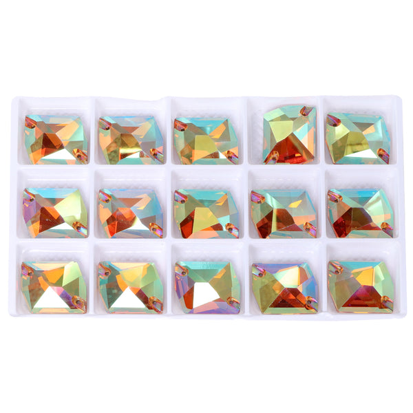 Iridescent Green Cosmic Shape High Quality Glass Sew-on Rhinestones WholesaleRhinestone