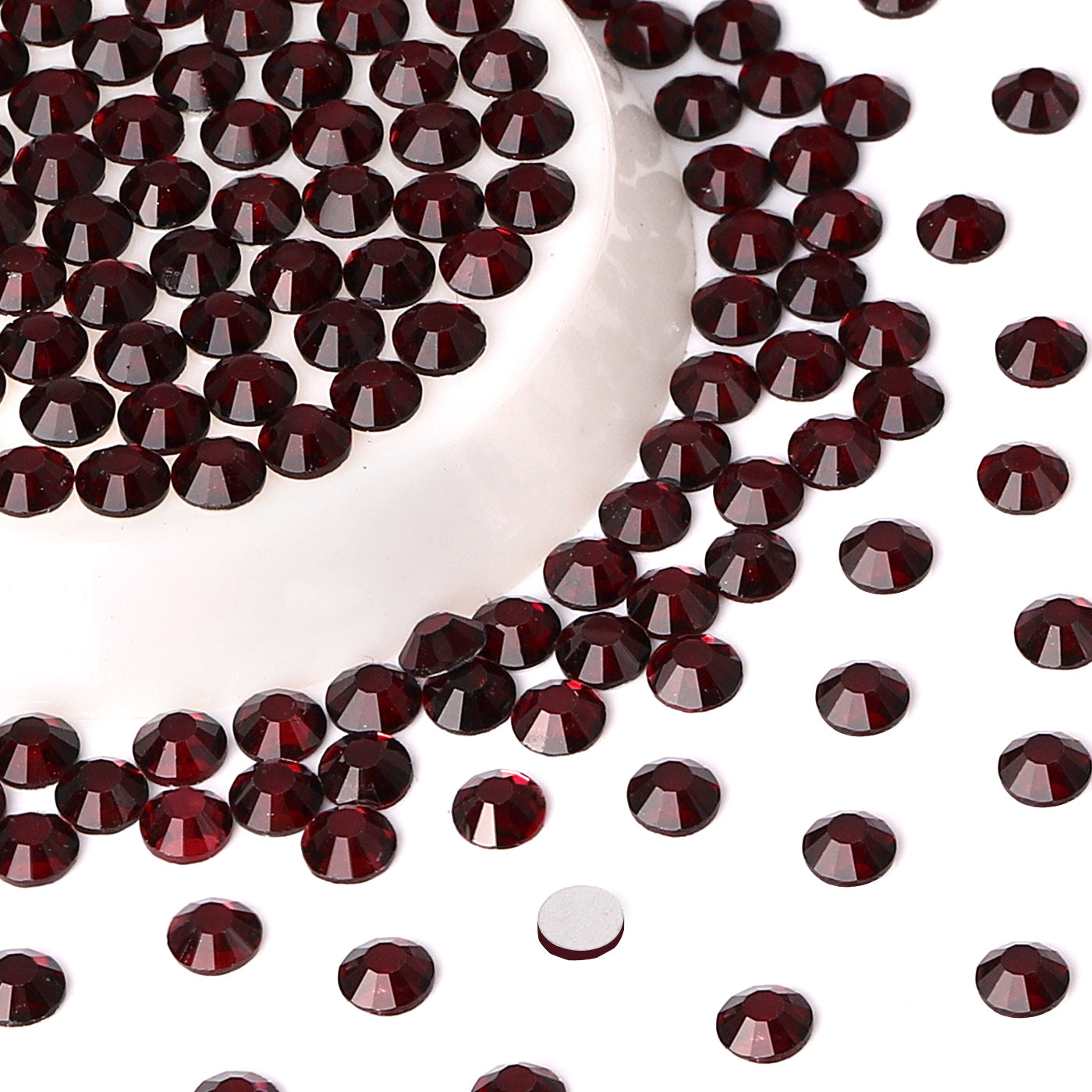Burgundy Glass FlatBack Rhinestones Silver Back Secondary image
