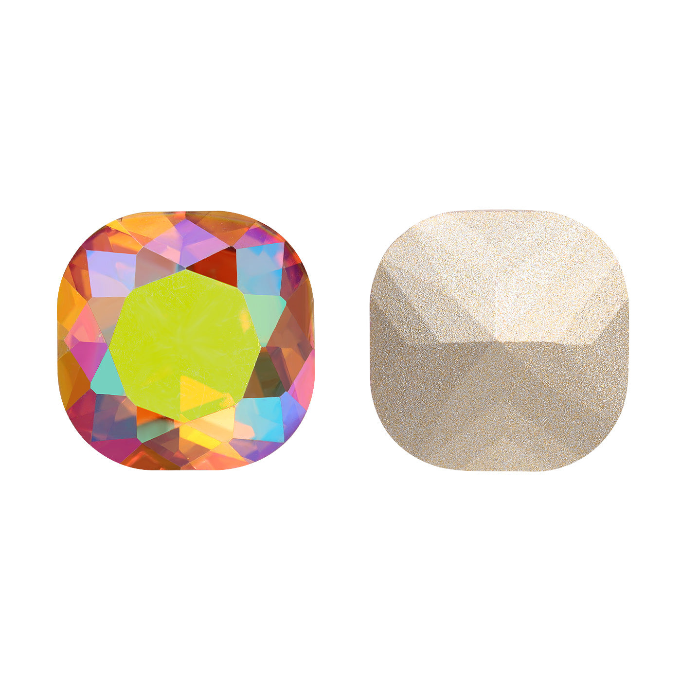 Iridescent Green Cushion Square Shape High Quality Glass Pointed Back Fancy Rhinestones WholesaleRhinestone Pääkuva