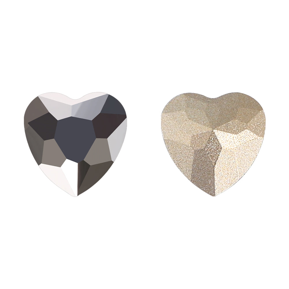 Jet Metallic Silver Heart Shape High Quality Glass Pointed Back Fancy Rhinestones WholesaleRhinestone Main image