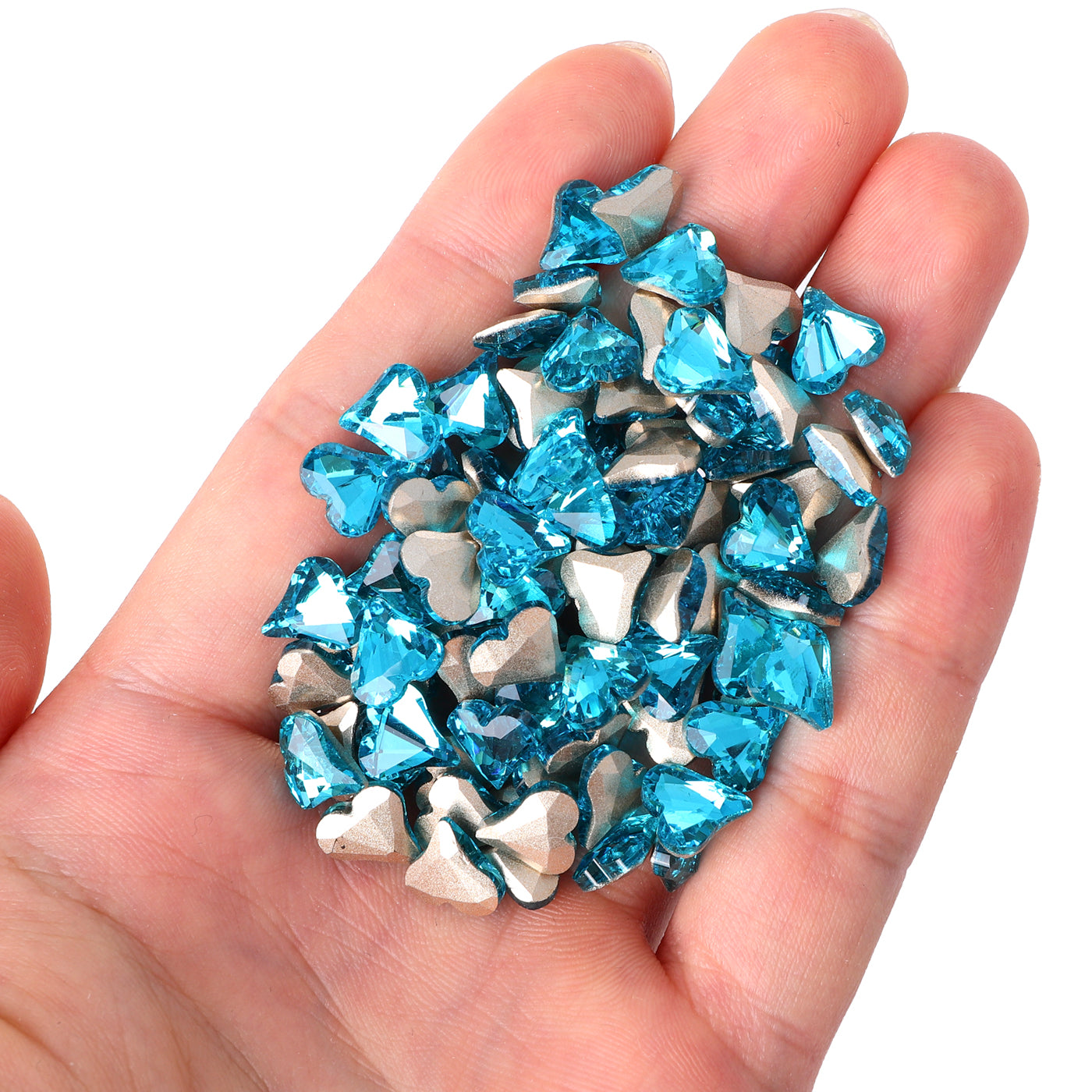 Sweet Heart Shape Aquamarine Glass Pointed Back Fancy Rhinestones Secondary image