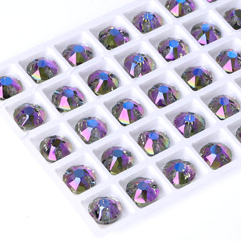 Black Diamond Shimmer XIRIUS Round Shape High Quality Glass Sew-on Rhinestones WholesaleRhinestone
