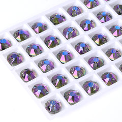 Black Diamond Shimmer XIRIUS Round Shape High Quality Glass Sew-on Rhinestones