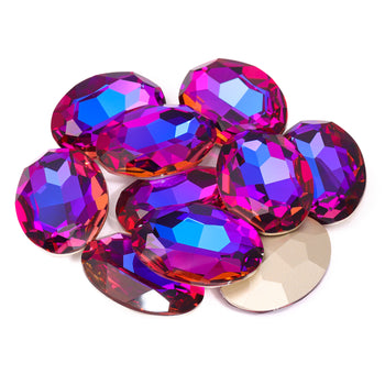 Violet Blue Big Oval Shape High Quality Glass Pointed Back Fancy Rhinestones WholesaleRhinestone