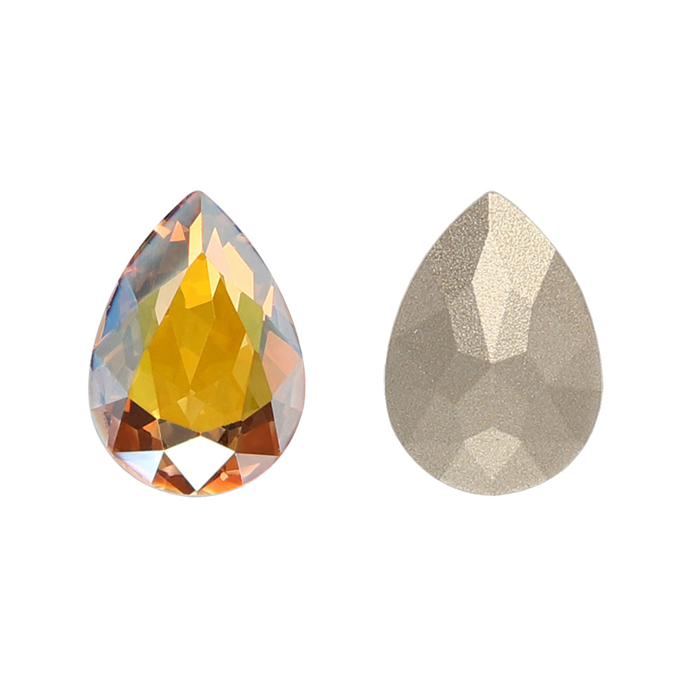 Metallic Sunshine Pear Shape High Quality Glass Pointed Back Fancy Rhinestones WholesaleRhinestone Main image