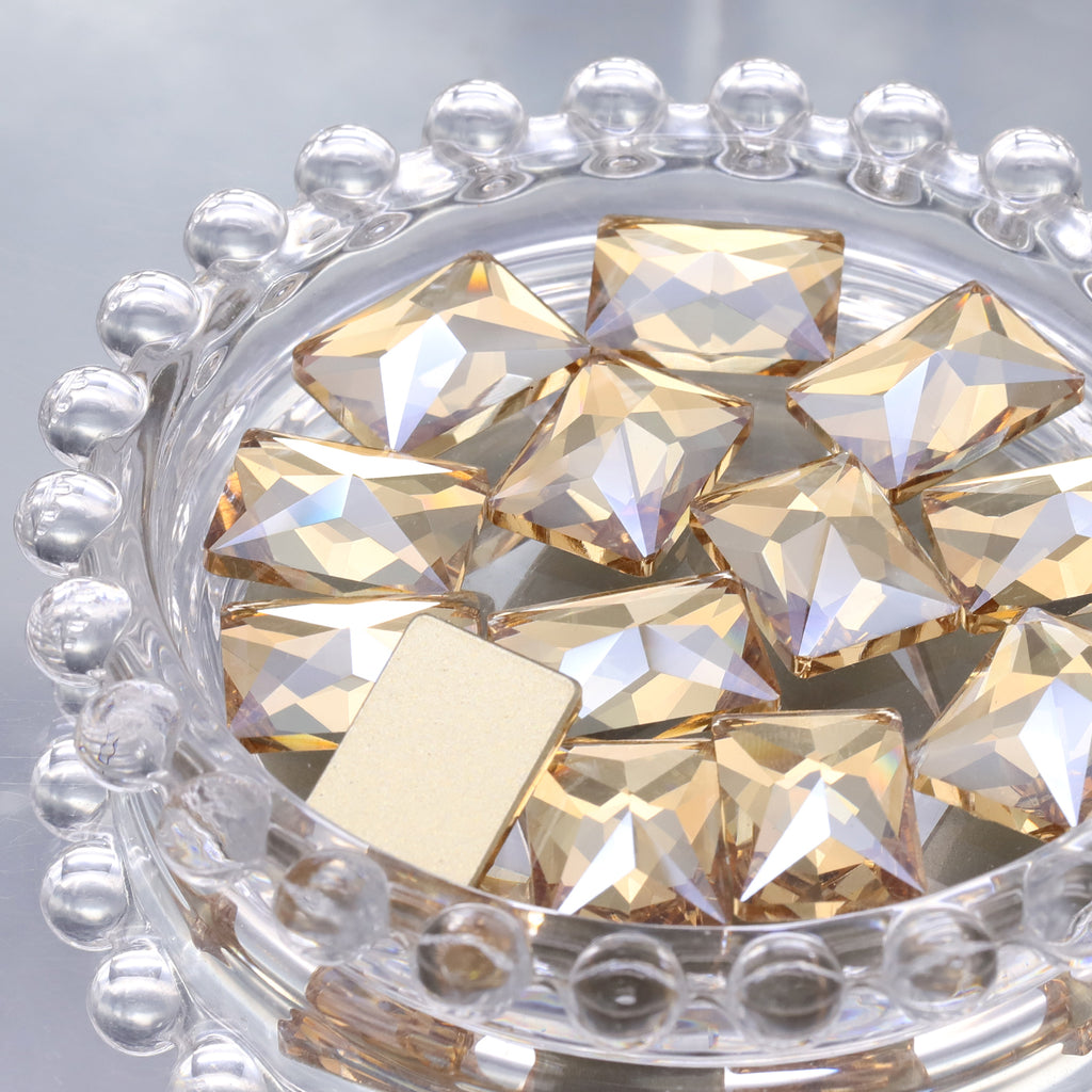Golden Shadow Rectangle Shape High Quality Glass Beveled Flat Back Rhinestones WholesaleRhinestone