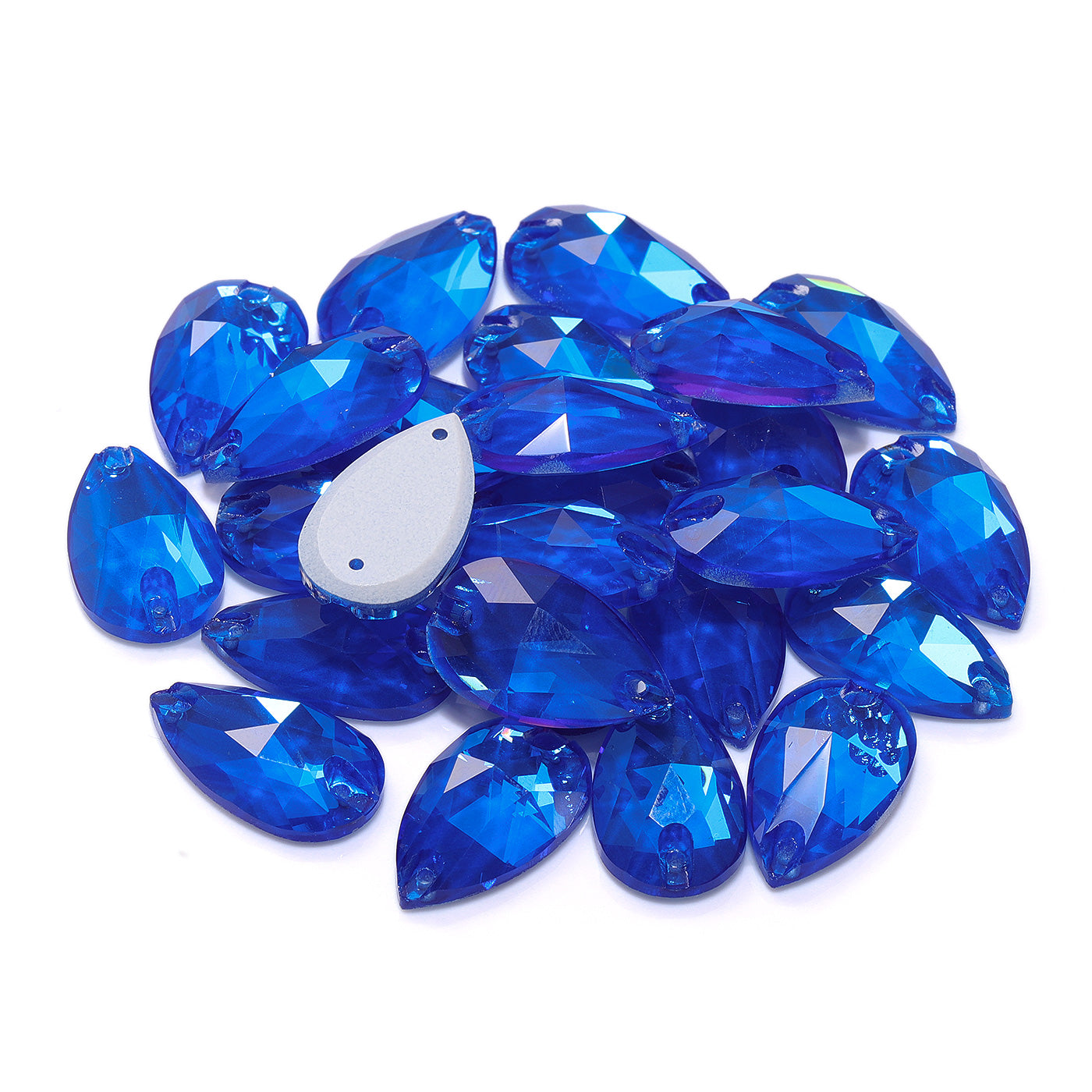 Elektrisk neon safir droppform högkvalitativ glas Sew-on strass Sekundär produktbild
