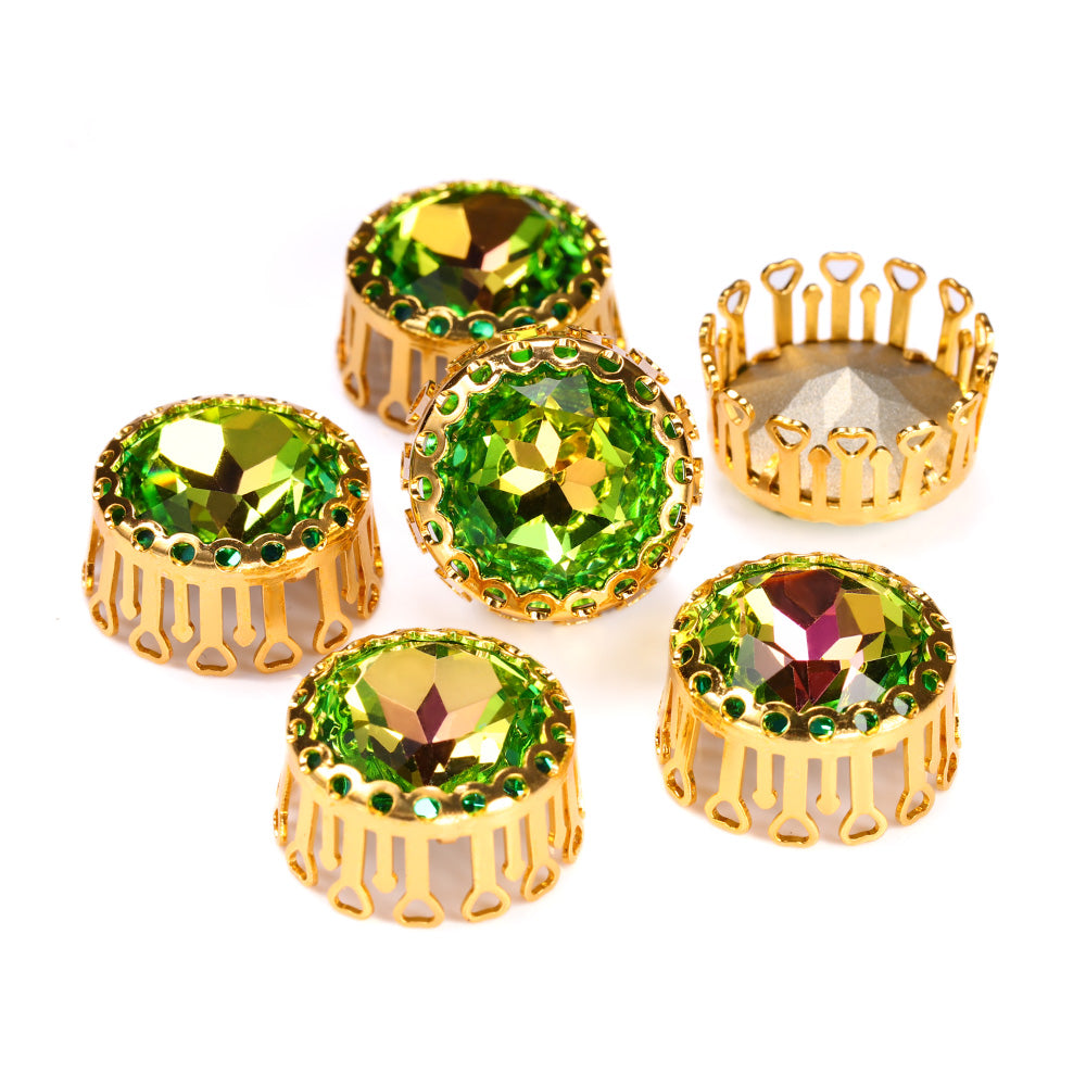 Vitrail Rose Gemstone Flower Round Shape High-Quality Glass Sew-on Nest Hollow Claw Rhinestones WholesaleRhinestone メイン画像