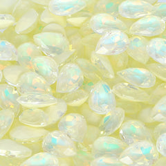Light Yellow AM Drop Shape Glass Pointed Back Fancy Rhinestones