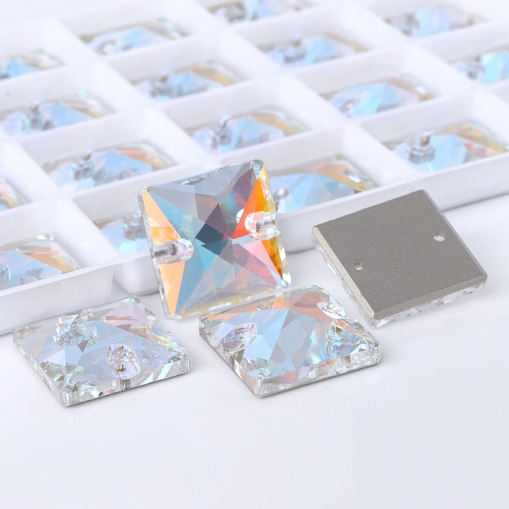 Light Crystal AB Square Shape High Quality Glass Sew-on Rhinestones WholesaleRhinestone