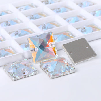 Light Crystal AB Square Shape High Quality Glass Sew-on Rhinestones WholesaleRhinestone