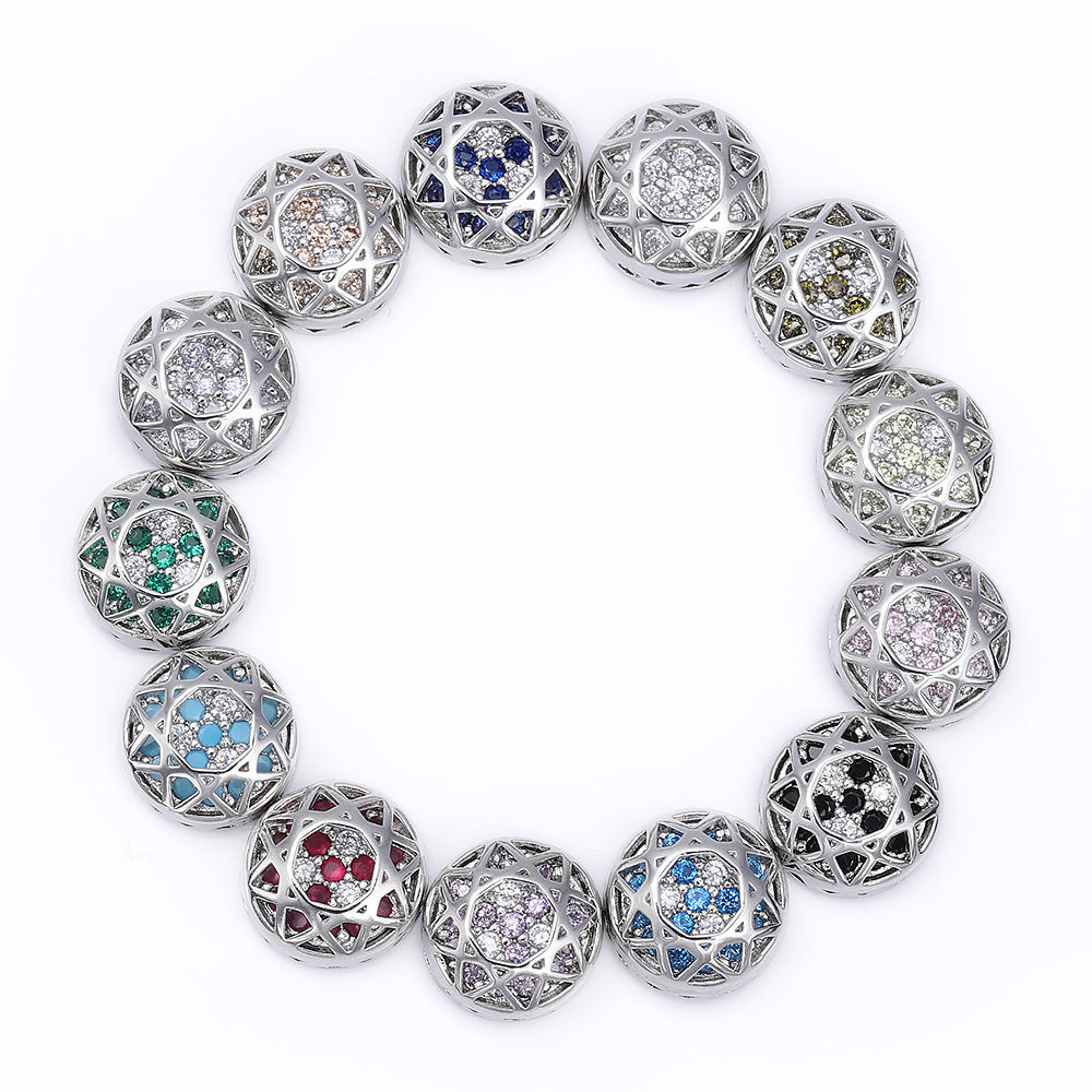 Round Shape Imitation Rhodium Plated High-Quality Sew-on Alloy Charms Inlaid Cubic Zirconia WholesaleRhinestone