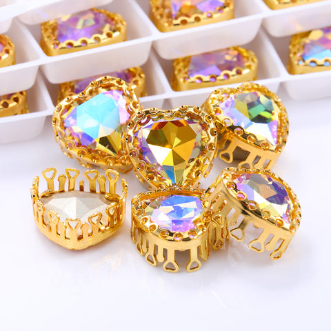 Paradise Shine Maxi Heart Shape High-Quality Glass Sew-on Nest Hollow Claw Rhinestones