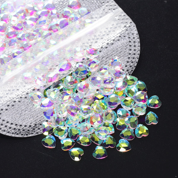 Heart Shape Crystal AB Unfoiled Flat Back Fancy Rhinestones