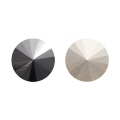 Jet Metallic Silver Rivoli Shape High Quality Glass Pointed Back Fancy Rhinestones